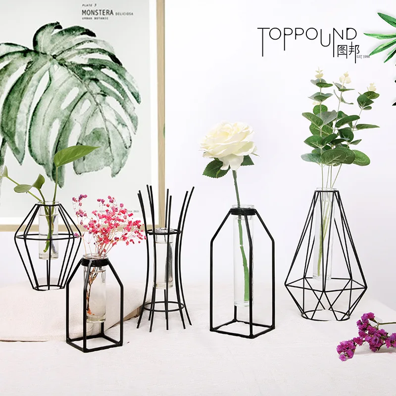 

Wrought Iron Glass Vase Nordic Decoration Home Wedding Vase Gold Vase Living Room Decoration Vase Desktop Vase Hydroponic Vase