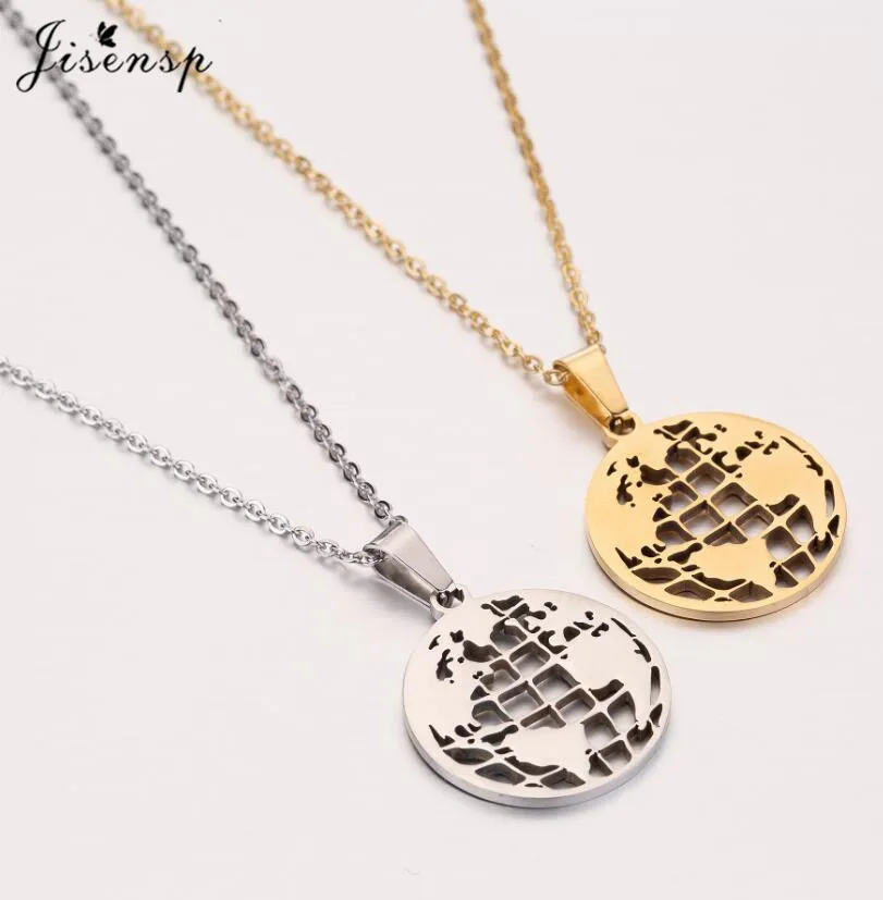 Винтажные ожерелья и подвески Jisensp с картой мира Изящные для женщин мужчин