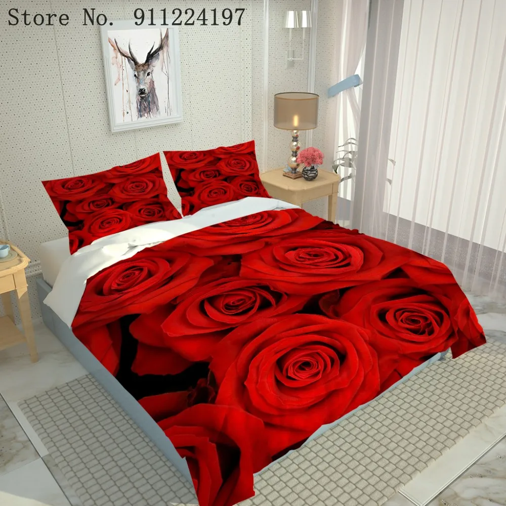 3D принт в виде красной розы одеяло Постельное белье зимнее теплое пуховое для Ipad