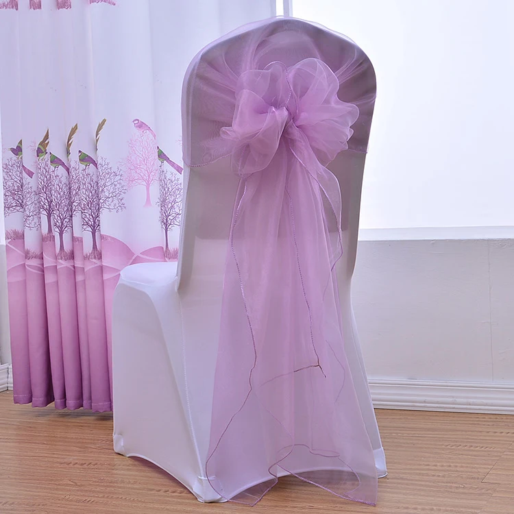 Light Purple 65x275 см оранжевый органза узел свадебные украшения для стула банкета события украшения для стульев лук стул с завязками ленты пояса синий 25 шт./партия - Цвет: Light Purple