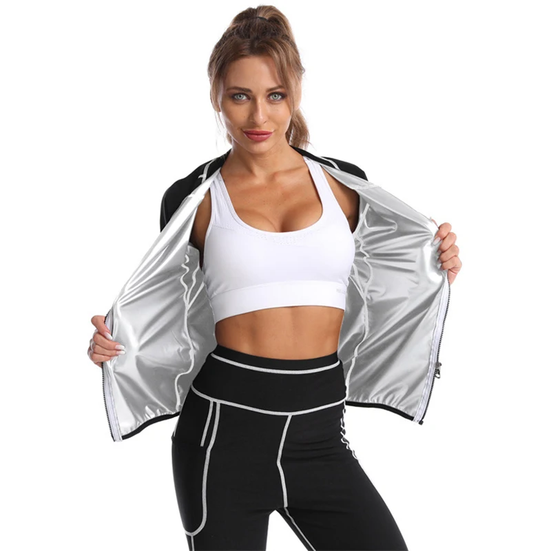 Women's Neoprene Sauna Vest with Sleeves Gym Hot Sweat Suit Weight Loss Body Shaper Top Fitness Workout Gym Clothing