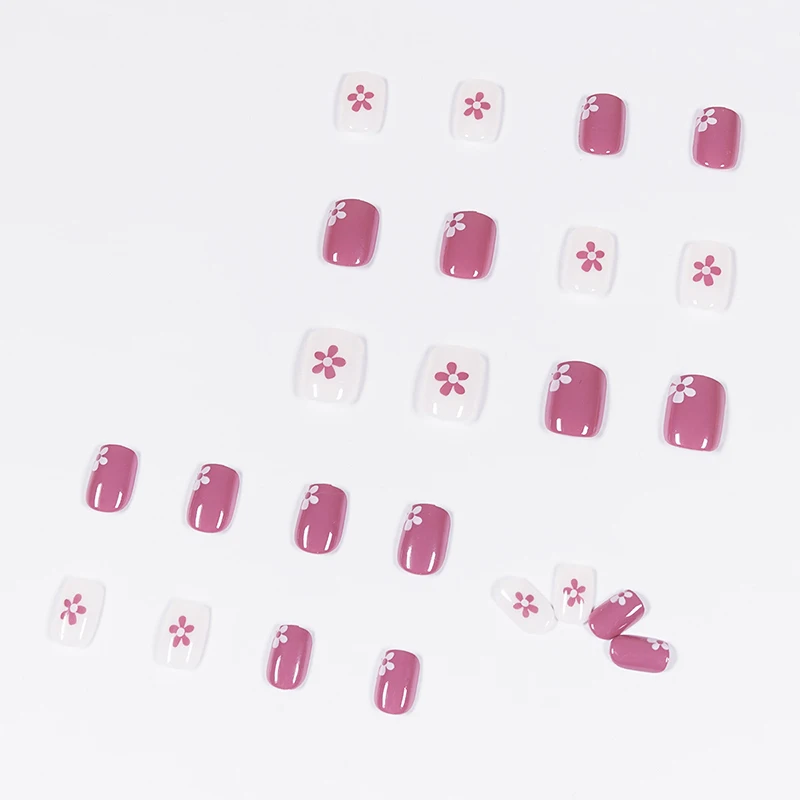 

24pcs Roland Purple Flower Wear Short Paragraph Fashion Manicure Patch False Nails Save Time Wearable Nail Patch STTX889