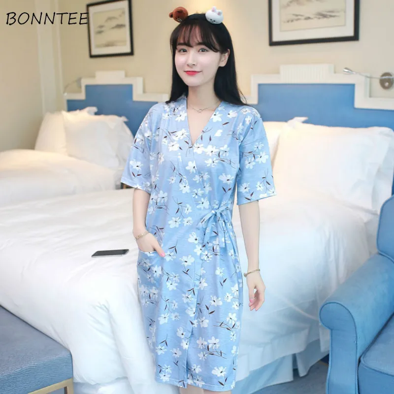 Халат женский в японском стиле весенняя одежда для сна милая Домашняя из хлопка с