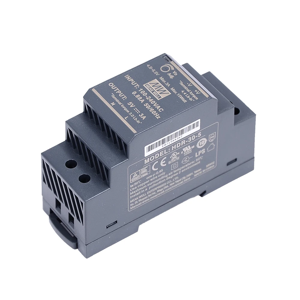 Оригинал Mean Well HDR 30 5 DC 5V 3A 15W meanwell ультра тонкий ступенчатая форма DIN Rail источник