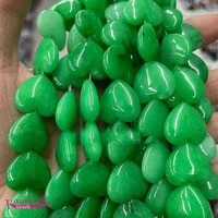 natural green jades stone spacer loose beads high quality 2025mm smooth heart shape diy gem jewelry making accessories a4394