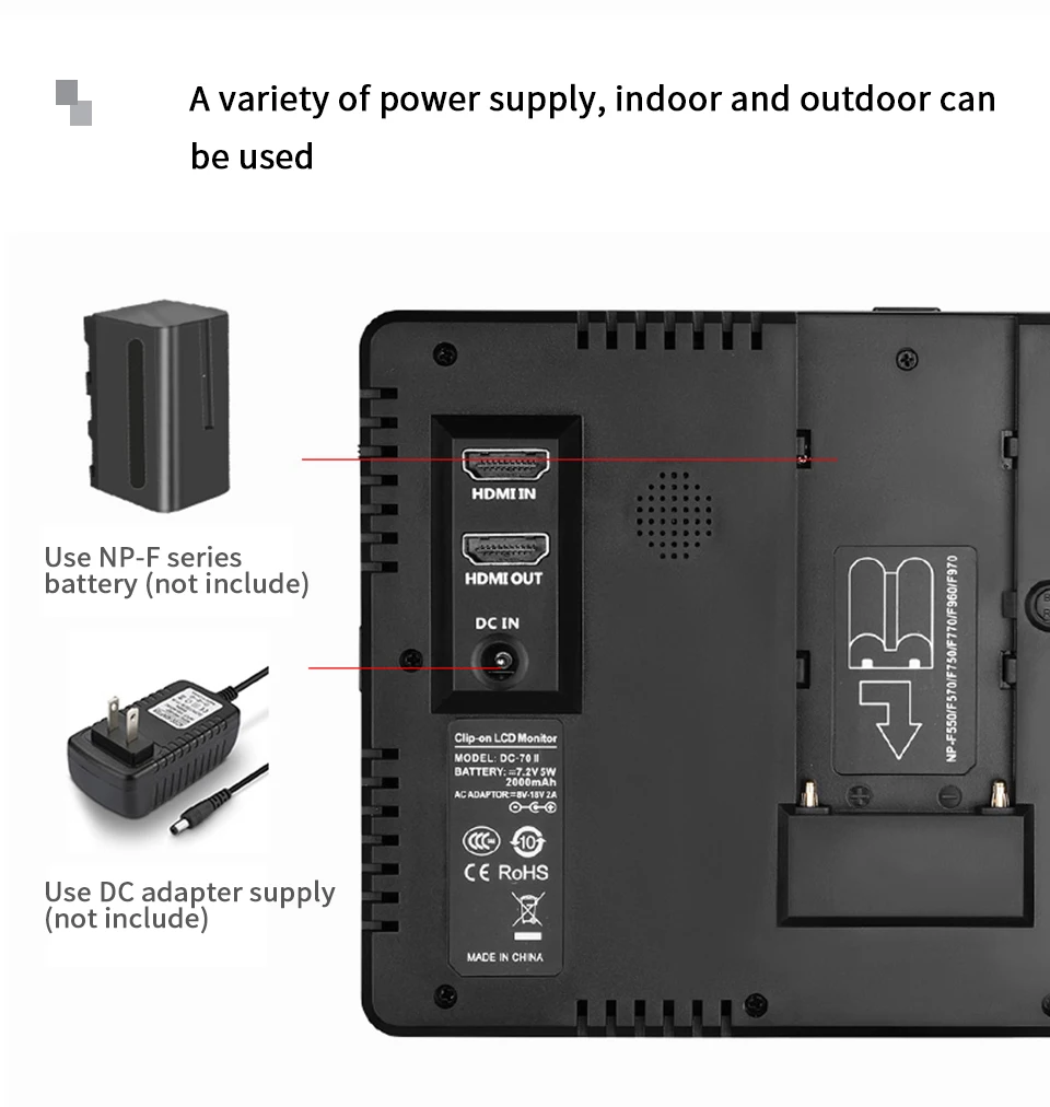 VILTROX TFT 1024*600 HDMI in/out 7 ''дюймовый ЖК-монитор для Canon Nikon sony Panasonic DSLR камер Viltrox DC-70 DC-70II