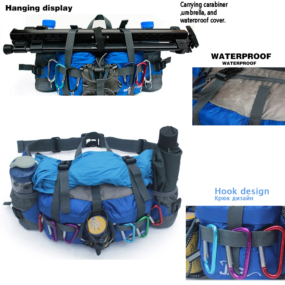 Satılık Açık Spor Bel çantaları Yürüyüş Bisiklet Tırmanma Sırt çantası Bisiklet Paketi Su şişesi 800D Su Geçirmez Naylon Dağ Paketi