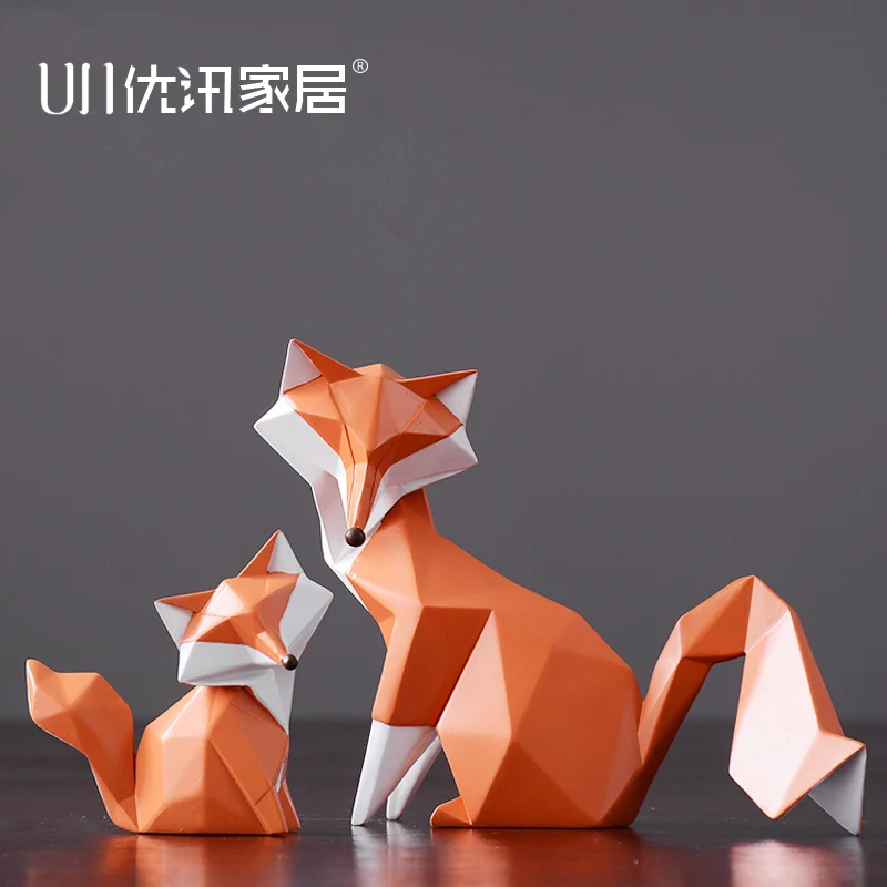 

Geometric Animal Figurines Nordic Cartoons Creative European Cute Resin Figurine Modern Desk Decoracao Casa Home Decor DE50BJ