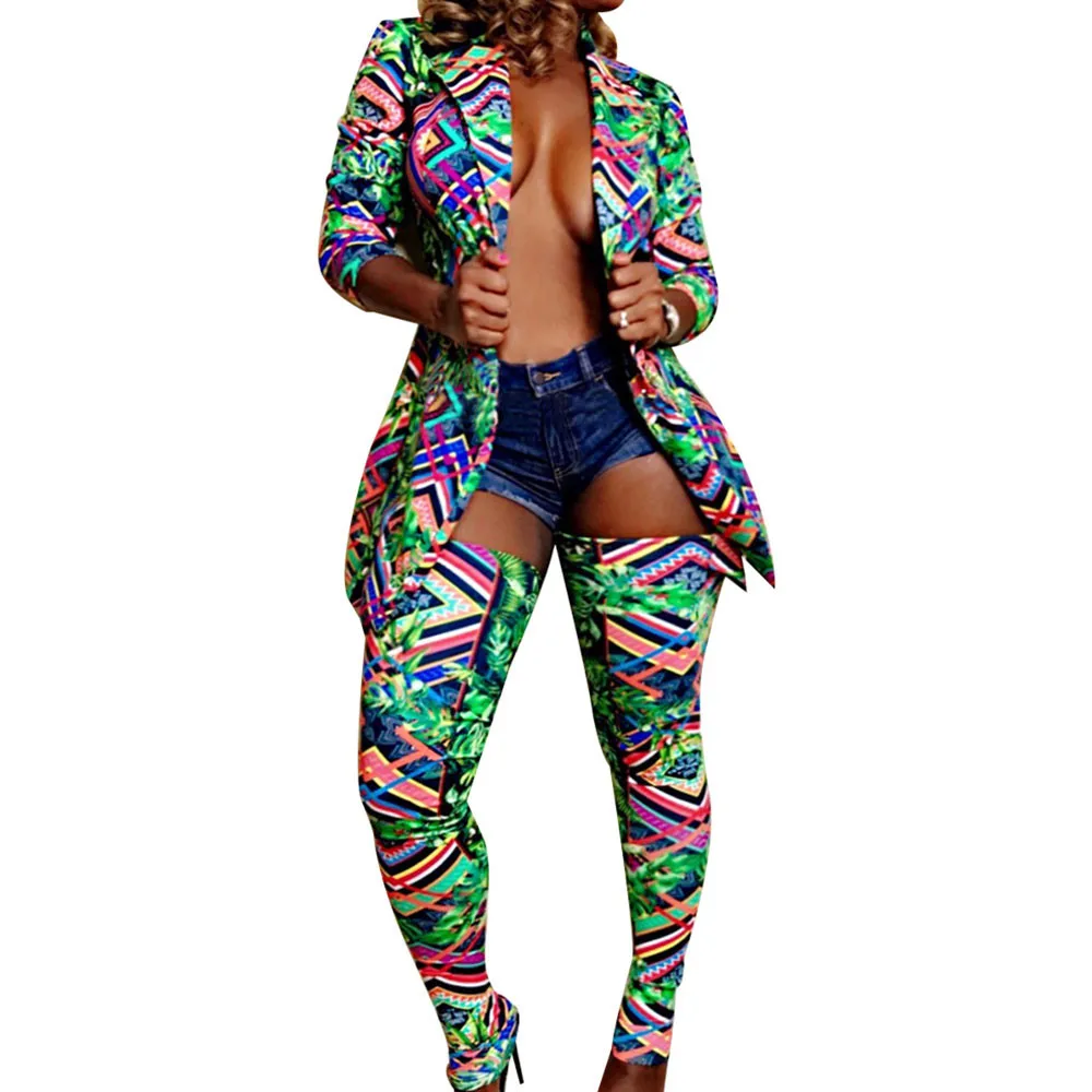 New Streetwear Hip Hop Camo Leopard Two Piece Set Women Festival Clothing Blazer Jacket and Pant Suits Sexy 2 Piece Club Outfits