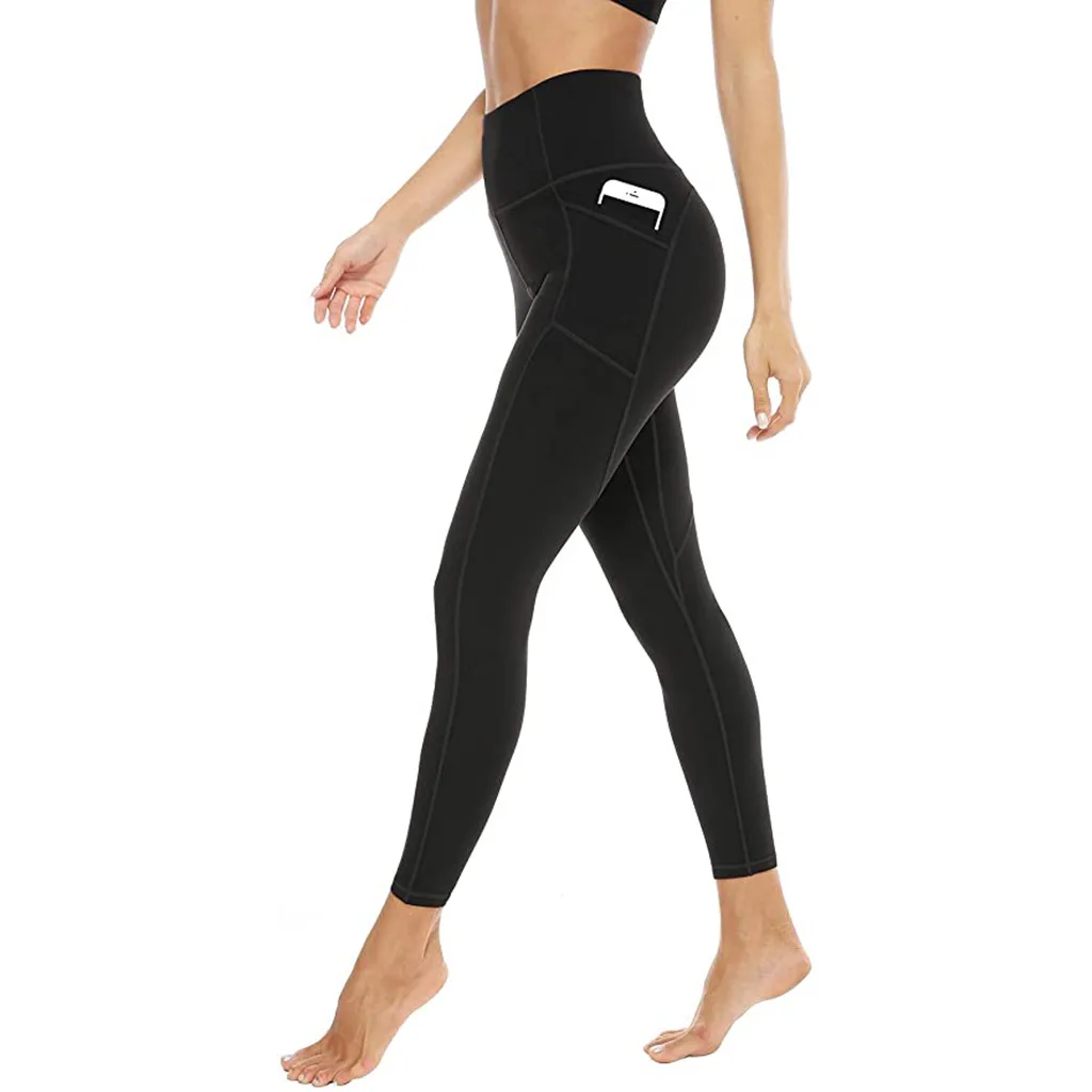 

Women High Waist Sports Pants Comfortable Fitness Yoga Pants with Pocket for Ladies Female