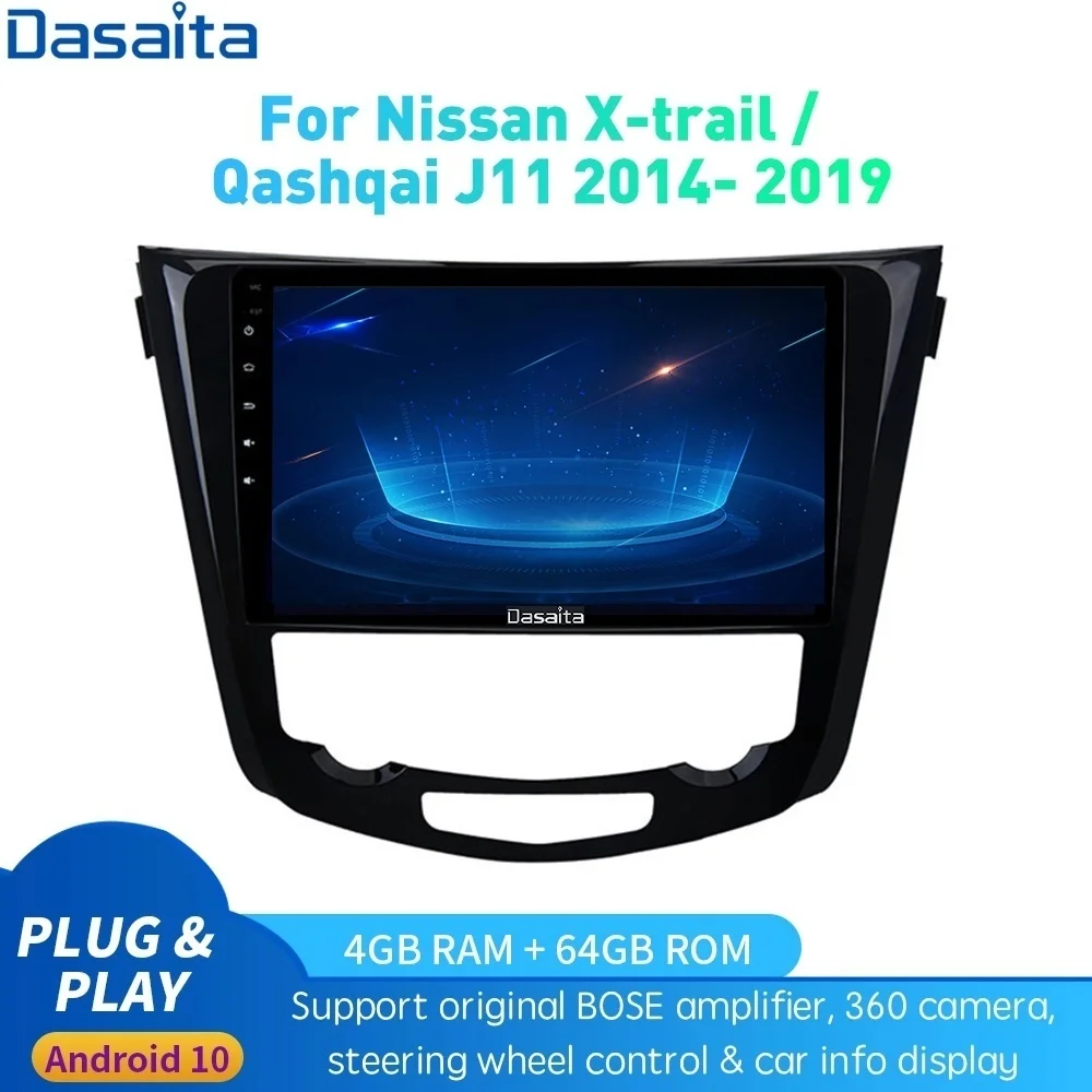 Автомобильный радиоприемник dasaita для Nissan X-Trail J11 Qashqai Rouge 2014 2015 2016 2017 2018 2019 Android GPS Navi