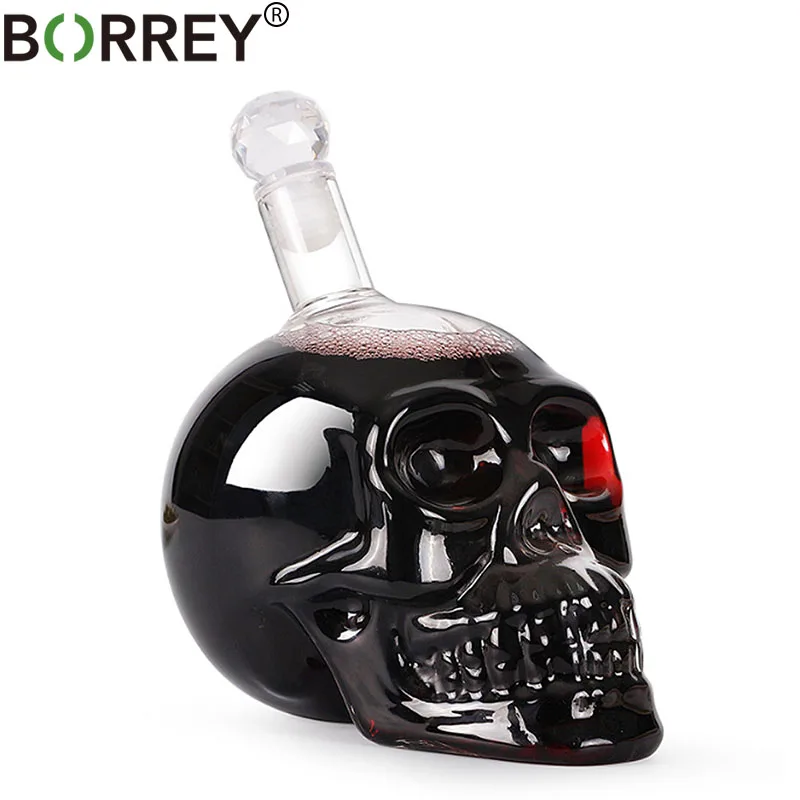 

BORREY Whiskey Decanter Wine Flasks Flagon Skull Wine Bottle Glass with Stopper Double Wall Whiskey Vodka Shot Glasses Bar Party