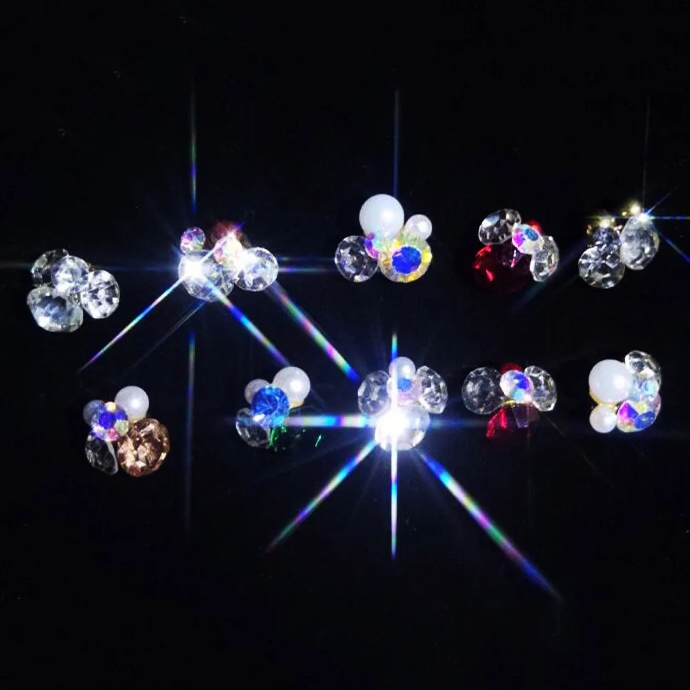 

10pcs/bag Nail Charms Alloy Pearl Diamonds 3D Nail Art Decorations Shiny Mix Crystal Jewelry 10-Designs Manicure DIY Rhinestones