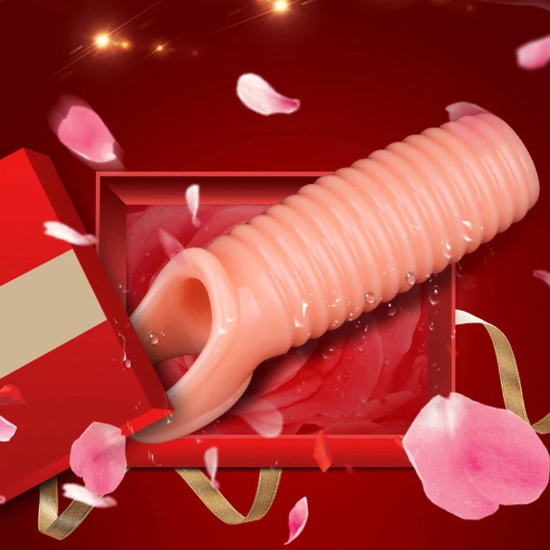 Супер большой пенис рукав презервативы Многоразовые Длинный кольцо Секс