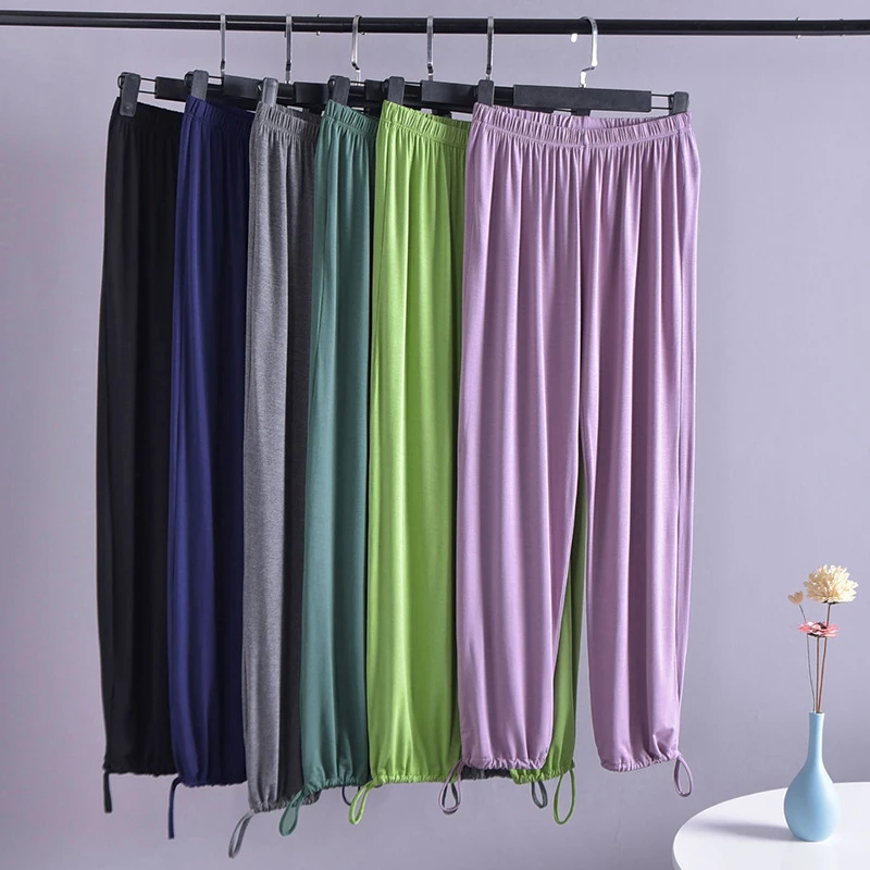 Брюки Женские однотонные с широкими штанинами свободные штаны до щиколотки