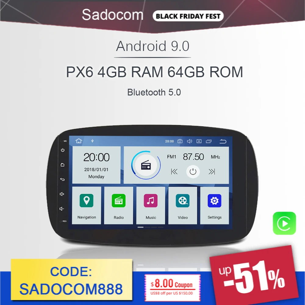 9 &quotPX6 1 din Android 10 0 6 ядро 64 Гб Встроенная память 4 Оперативная автомобильный DVD плеер