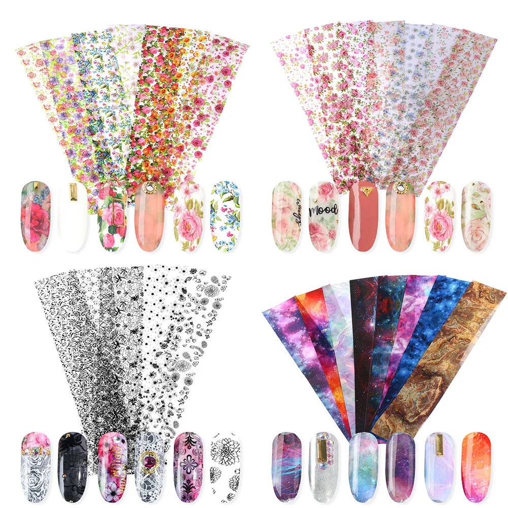 Фольга для ногтей Звездный цветок переводная бумага наклейки летняя фотофольга s