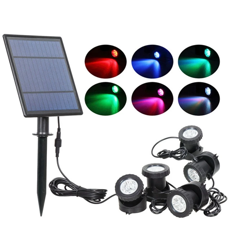 

T-SUNRISE LED Solar Powered Lamp Outdoor RGB Color Changing Solar Spotlight IP68 Waterproof Solar Light Landscaping for Garden