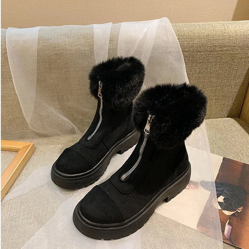 Ботинки-Челси зимние Нескользящие на массивном каблуке с молнией спереди | Обувь