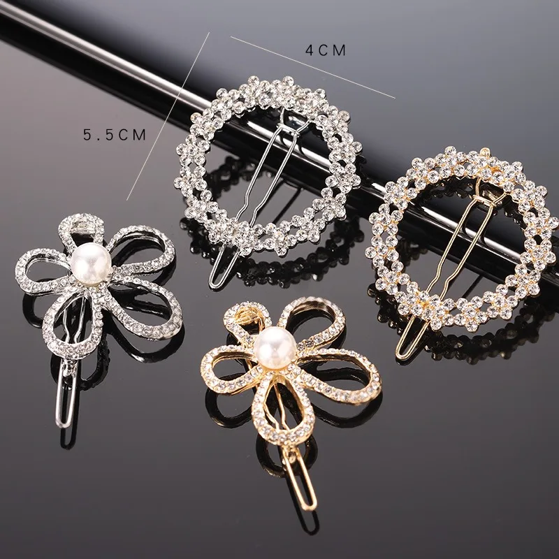 

Vintage Imitation Pearl Hairpin Crystal Rhinestones Hair Clip Women Girl Bang Side Hairgrip Barrette Headwear Styling Accessorie