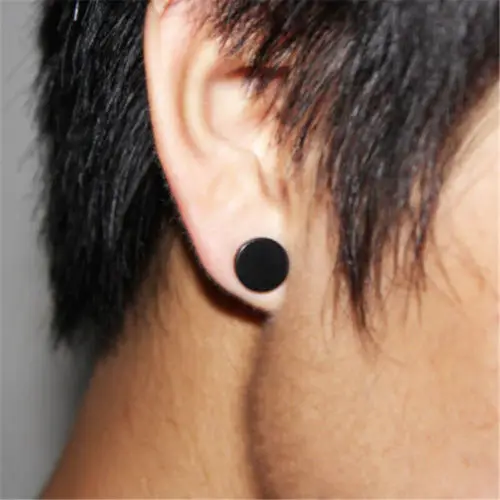 

New 1PC Round Circle Piercing Men Ear Clip 4mm/6mm/8mm/10mm Girls Punk Stud Earrings