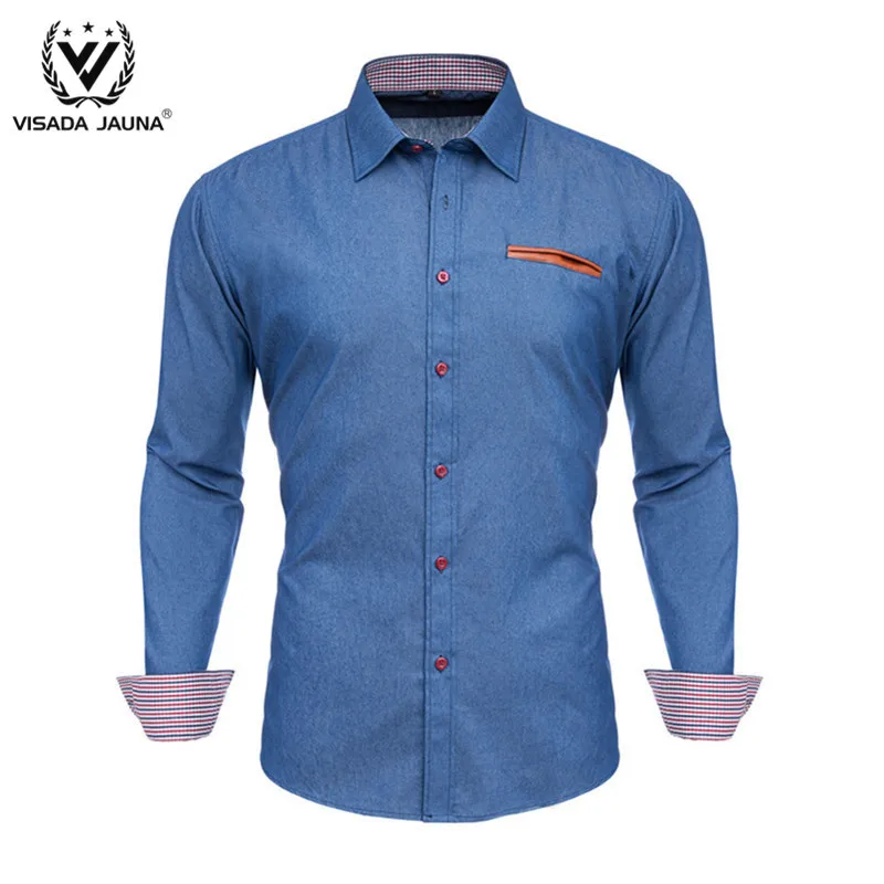 Мужская классическая рубашка VISADA JUANA формальная с длинным рукавом классический