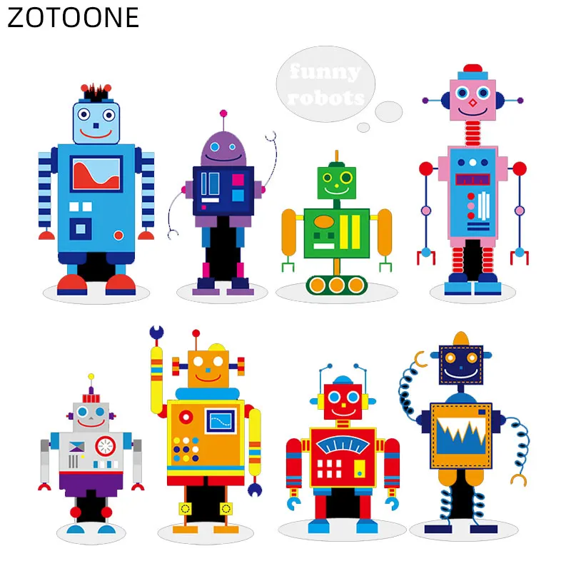 

ZOTOONE Iron on Cartoon Robot Patch for Clothing Washable Sticker for Kids Thermo Transfers Cute Patches Appliques for T-shirt F