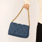 Дизайнерские Сумки на толстой цепочке, женская сумка 2020, Роскошные Синие Большие сумки-мессенджеры, Ретро джинсовая стеганая сумка на плечо, большие кошельки