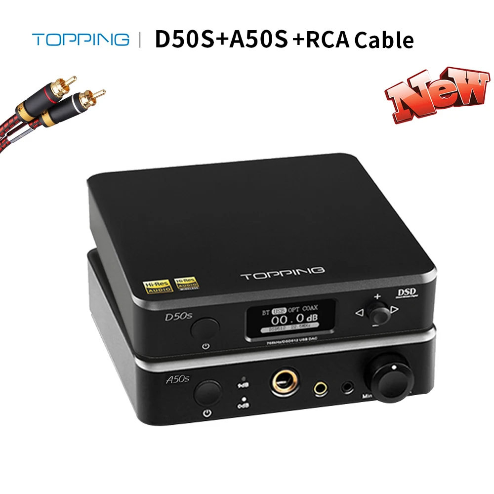 TOPPING A50s + D50s с кабелем RCA усилитель для наушников USB DAC D50s|Цифро-аналоговые
