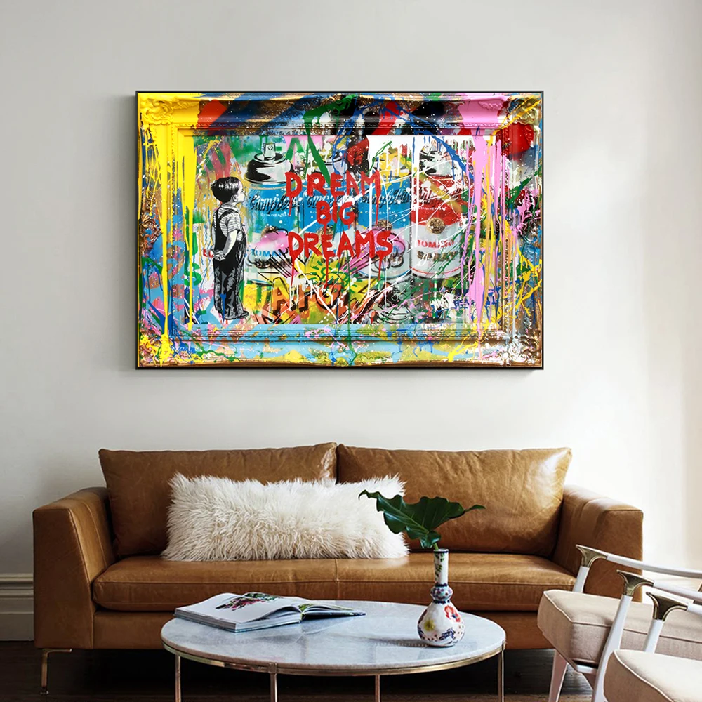 

Graffiti Dream Big Dreams Street Art Canvas Print Painting Inspirational Morden Wall Picture Living Room Home Decoration Poster