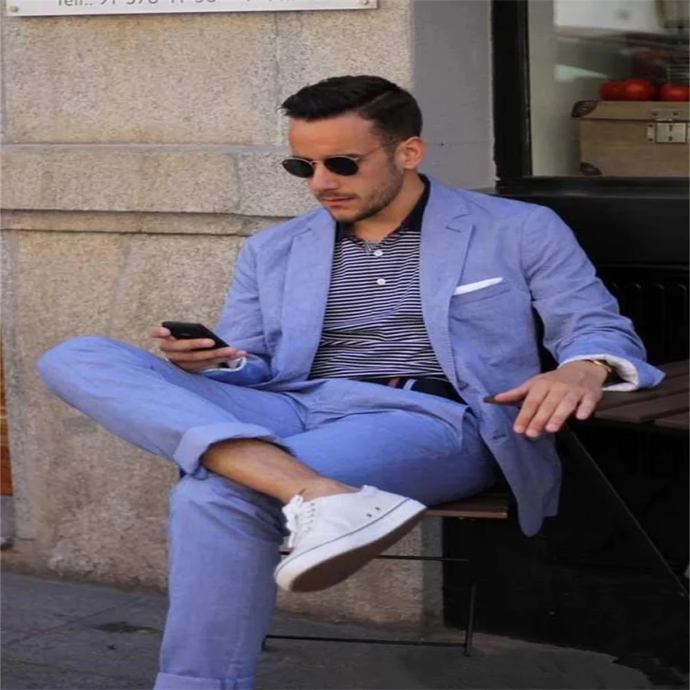 

2021 New Arrival Light Purple Notched Lapel Men's Suit Tuxedo, Stylish And Handsome, High-Quality Customization (Jacket + Pants)