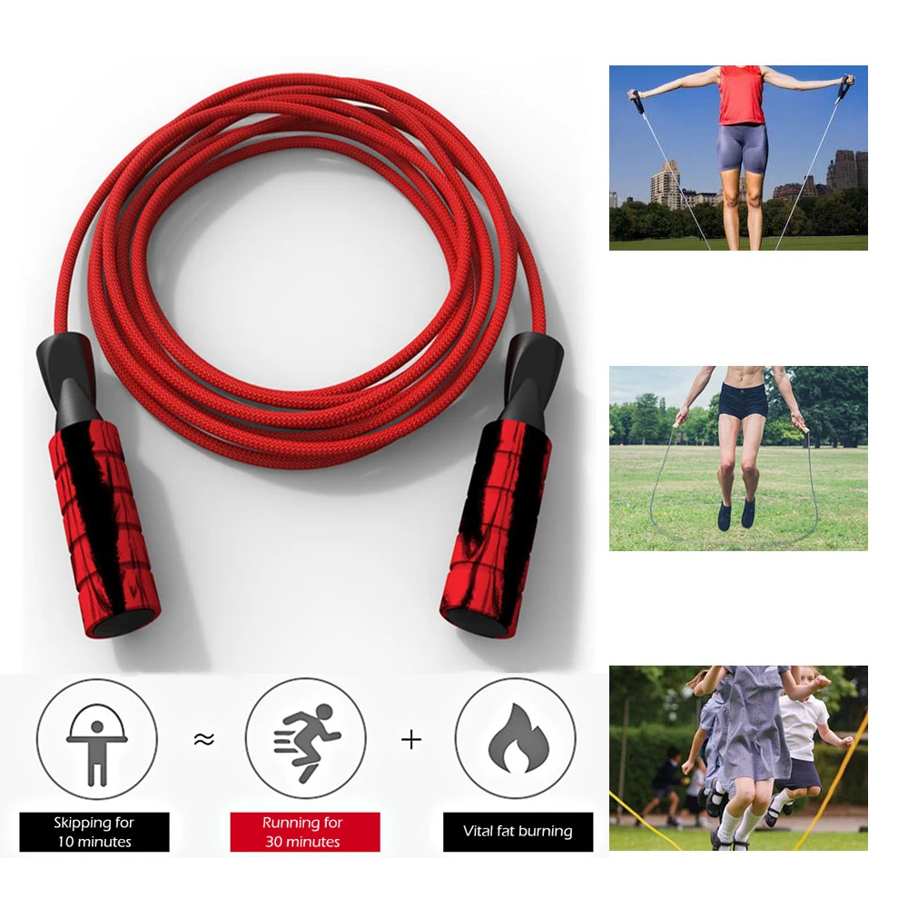 Регулируемая Скакалка Шариковая оплетка из хлопка ручка пеноматериала для