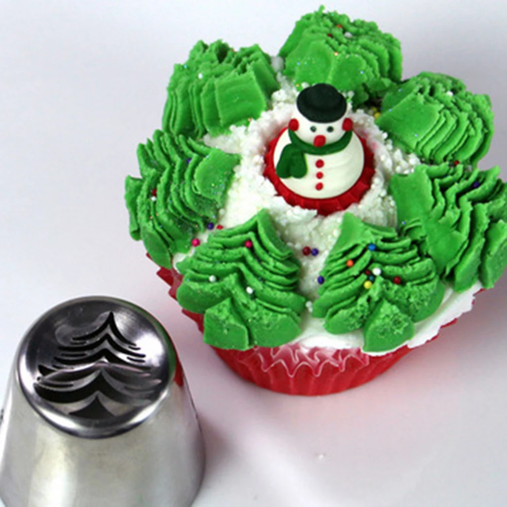 1 шт. Нержавеющая сталь Рождественская елка с узором из листьев насадка для