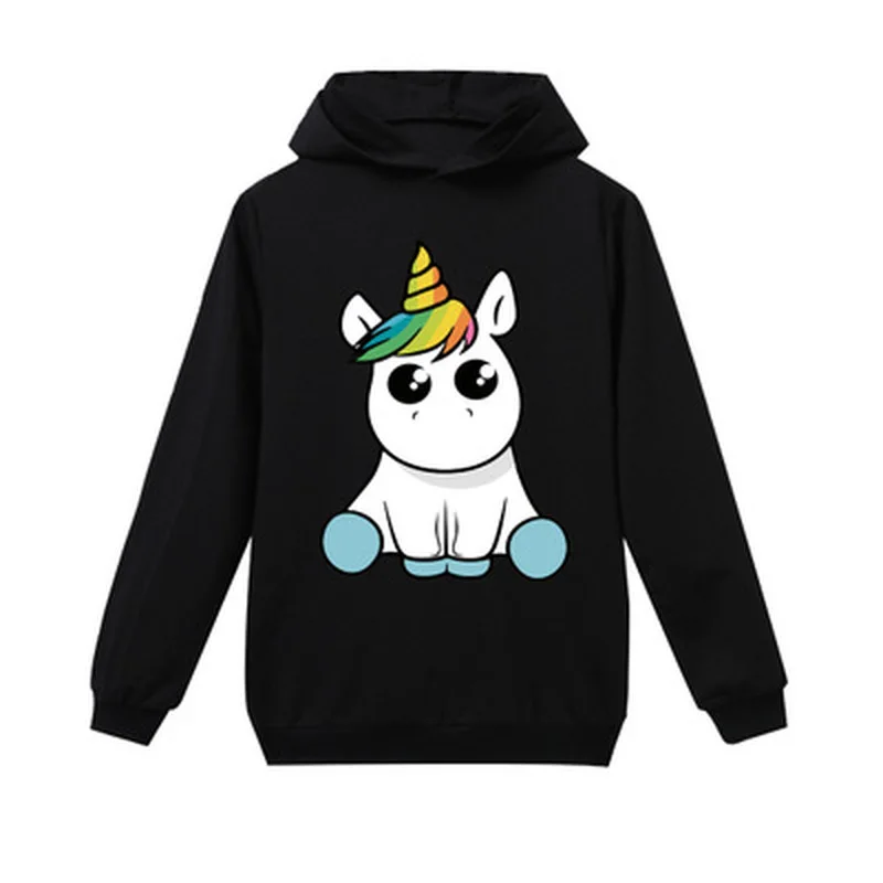Новинка 2019 худи с длинным рукавом и мультяшным принтом единорога Спортивный