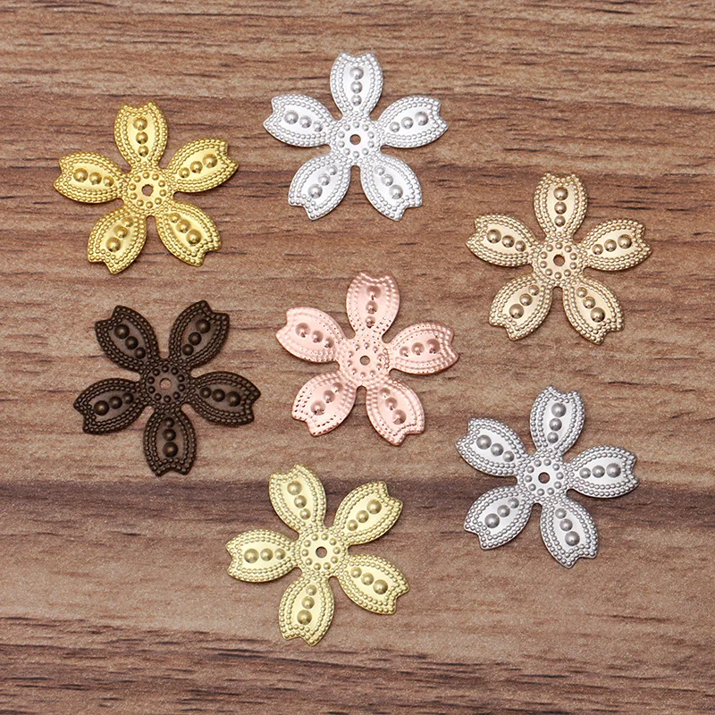 

100pcs 25mm Metal Brass Filigree Flower Slice Charms Base Settings DIY Handmade Jewelry Findings