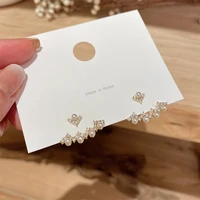 mengjiqiao korean new cute delicate zircon drop earrings for women micro paved elegant pearl after hanging pendientes jewelry