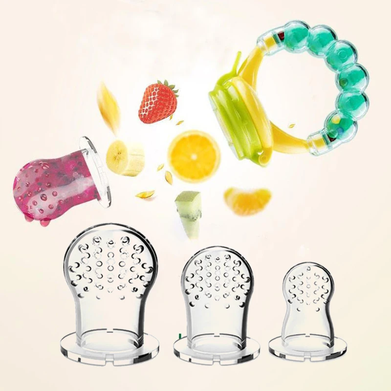 Chupete de fruta fresca para beb&eacute;, mordedor de silicona, alimentador de alimentos frescos, piezas de chupete, 5 uds.-3