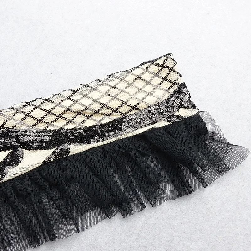 VC все бесплатная доставка Мода сетки с оборками длинными рукавами Украшенные