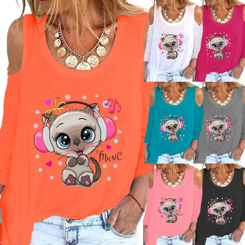 

Women Fashion Printing Clothing Loose Shirt Casual Top Plus Size Graphic T-shirt Spring and Autumn Long Sleeve Round Neck Tops