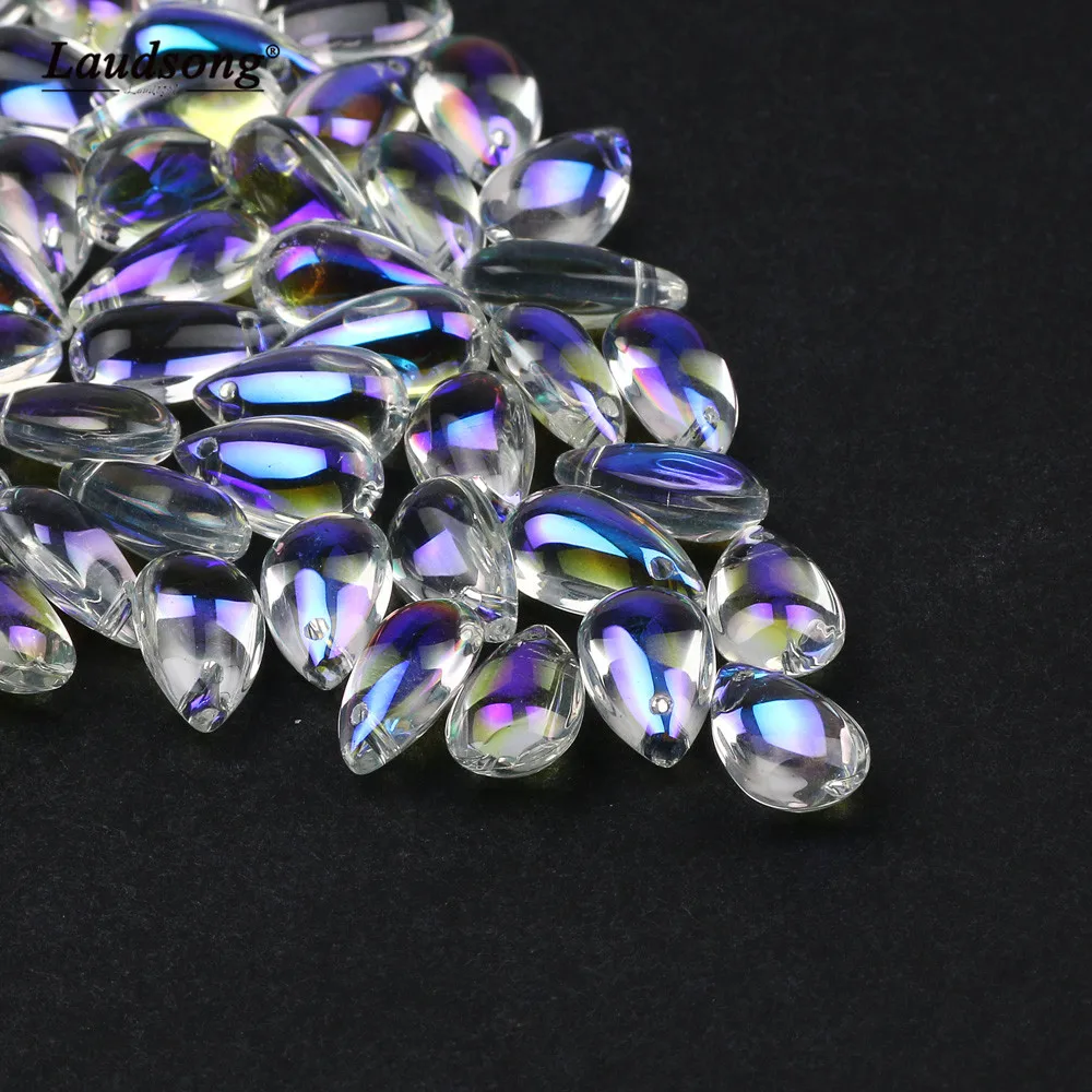 50/30 шт. прозрачные стеклянные бусины в форме капли воды|Бусины| |