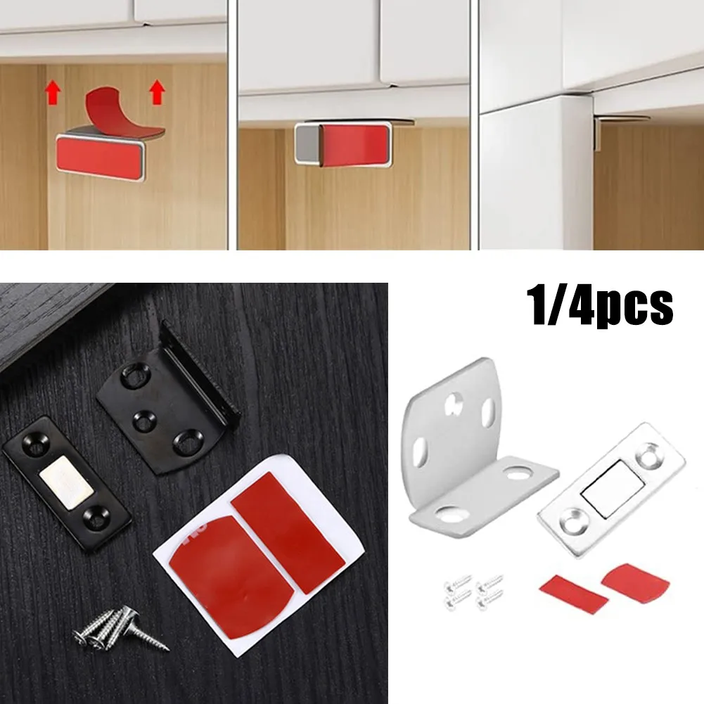 

Hole Free Invisible Door Suction Strong Magnetic Steel Catch Latch Ultra Thin Door Cabinet Cupboard Closer Magnetic Door Stop