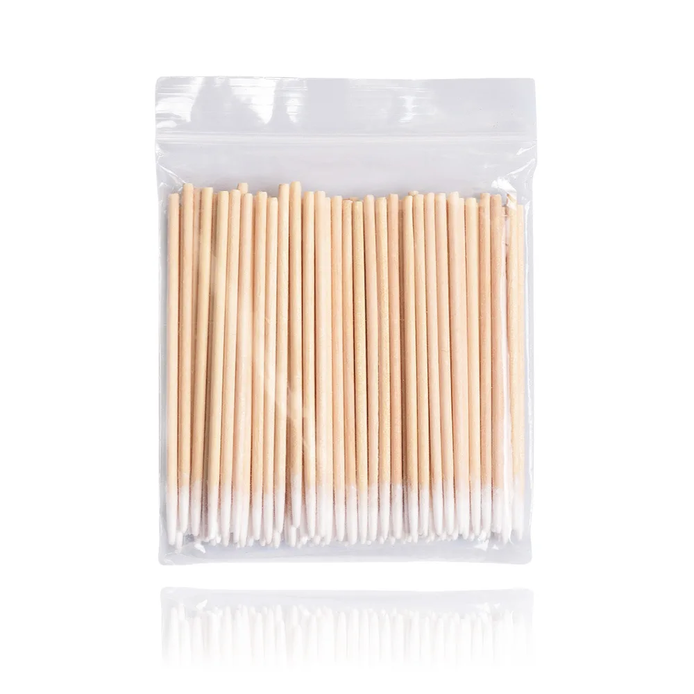 

High Quality 300pcs Wooden Cotton Stick Swabs Buds For Cleaning The Ears Eyebrow Lips Eyeline Tattoo Makeup Cosmetics