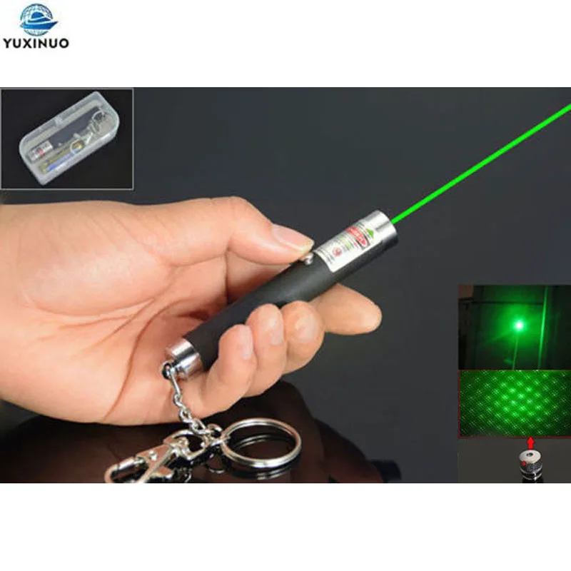 

Pocket High Power 532nm 5mW 2in1 Dot Point Star Green Laser Pointer Light Pen 2 in 1 Powerful Laser by AAA Battery with Keychain