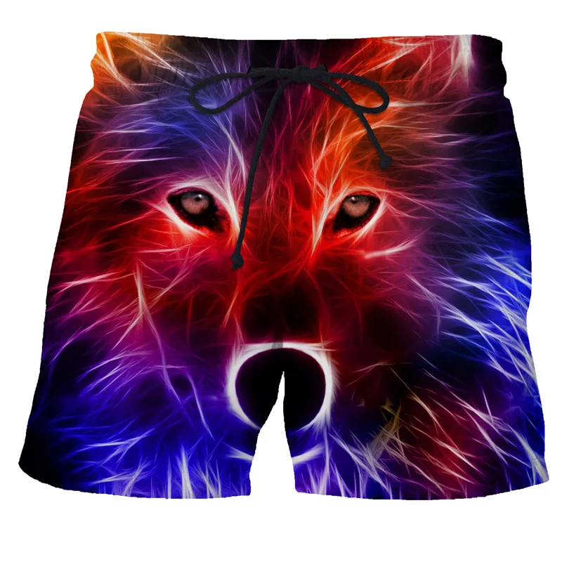 

Мужские шорты с 3D-принтом крутого волка, летние повседневные свободные пляжные брюки, модные мужские и женские уличные плавки в стиле Харад...