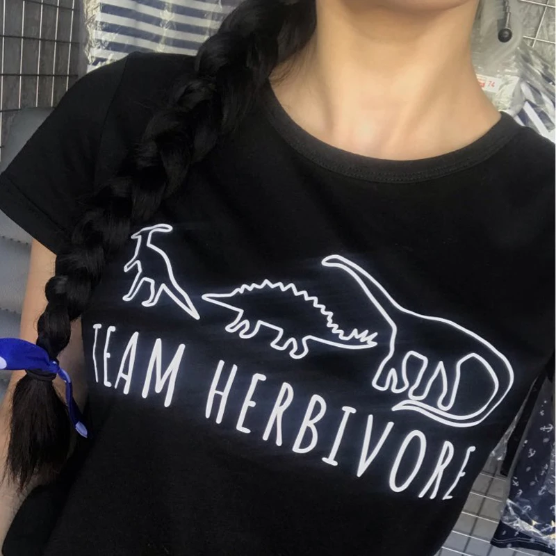 Командная Футболка "herbivore" Женская веганская Harajuku модная футболка Tumblr Femme Футболка с принтом вегетарианские милые Графические футболки для женщин