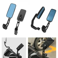 universal 8mm 10mm motorcycle handle bar end rear side view mirrors aluminum rectangle blind spot blue rearview side mirror