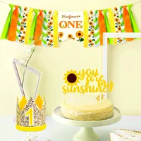 baby 1st birthday decorations sunflower high chair banner baby first birthday crown for boy girl one birthday party supplies