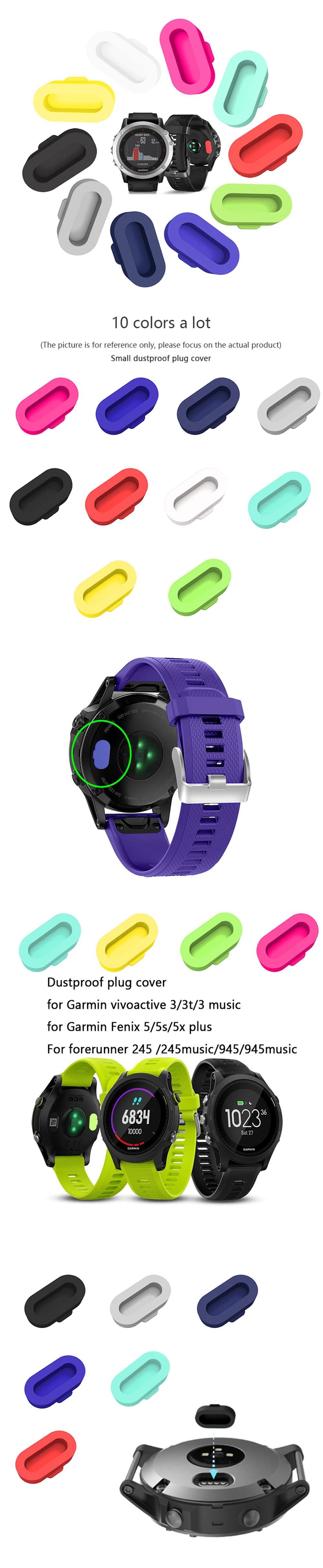 Пылезащитная заглушка для разъема для смарт-часов Garmin vivoactive 3 музыка forerunner 935 245 945 музыка D2 Delta PX Аксессуары Анти-заглушка от пыли