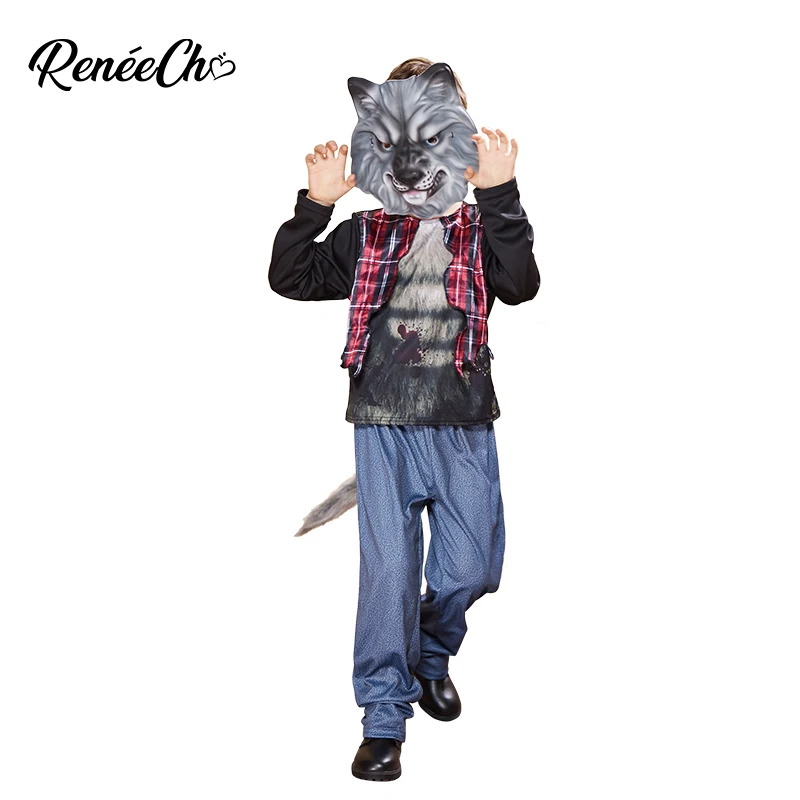 Детский костюм вервольфа Reneecho Костюм Волка страшный для Хэллоуина Косплей