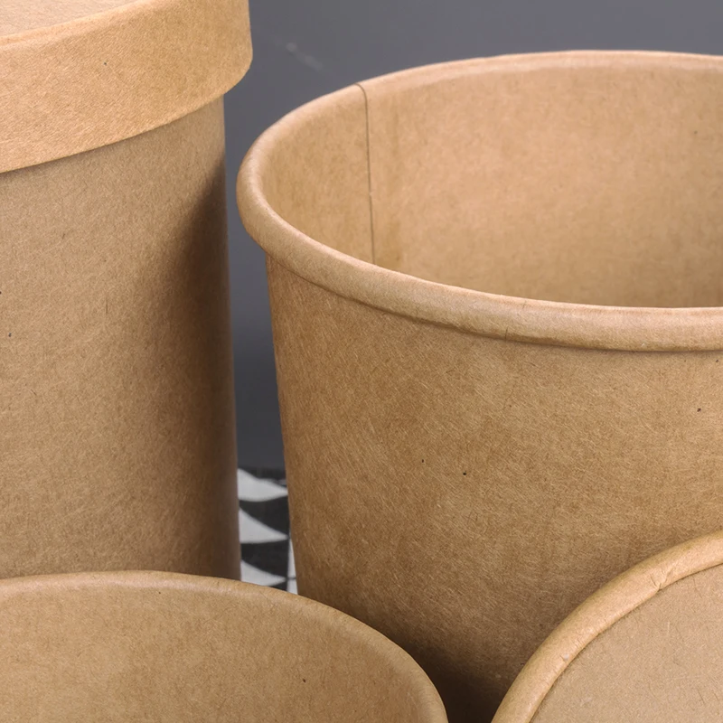 50 шт утолщенная круглая крафт бумага на вынос упаковочная чашка 8 унций 12 16